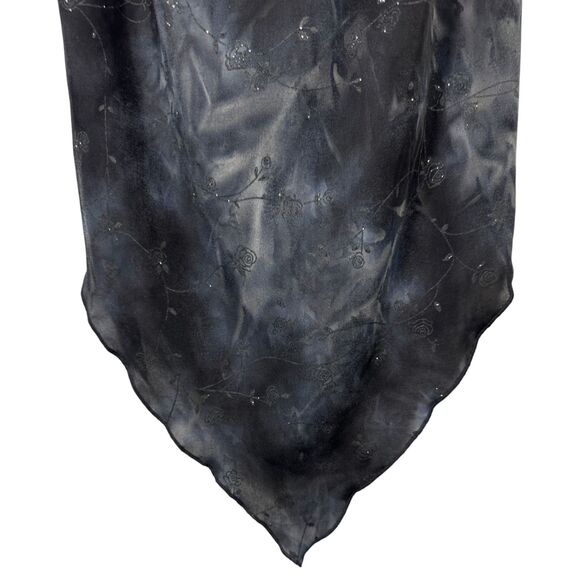 Vintage 90s Gothic Dark Grunge Moody Rose Floral Glitter Cowl Slip Dress Large - Picture 4 of 5